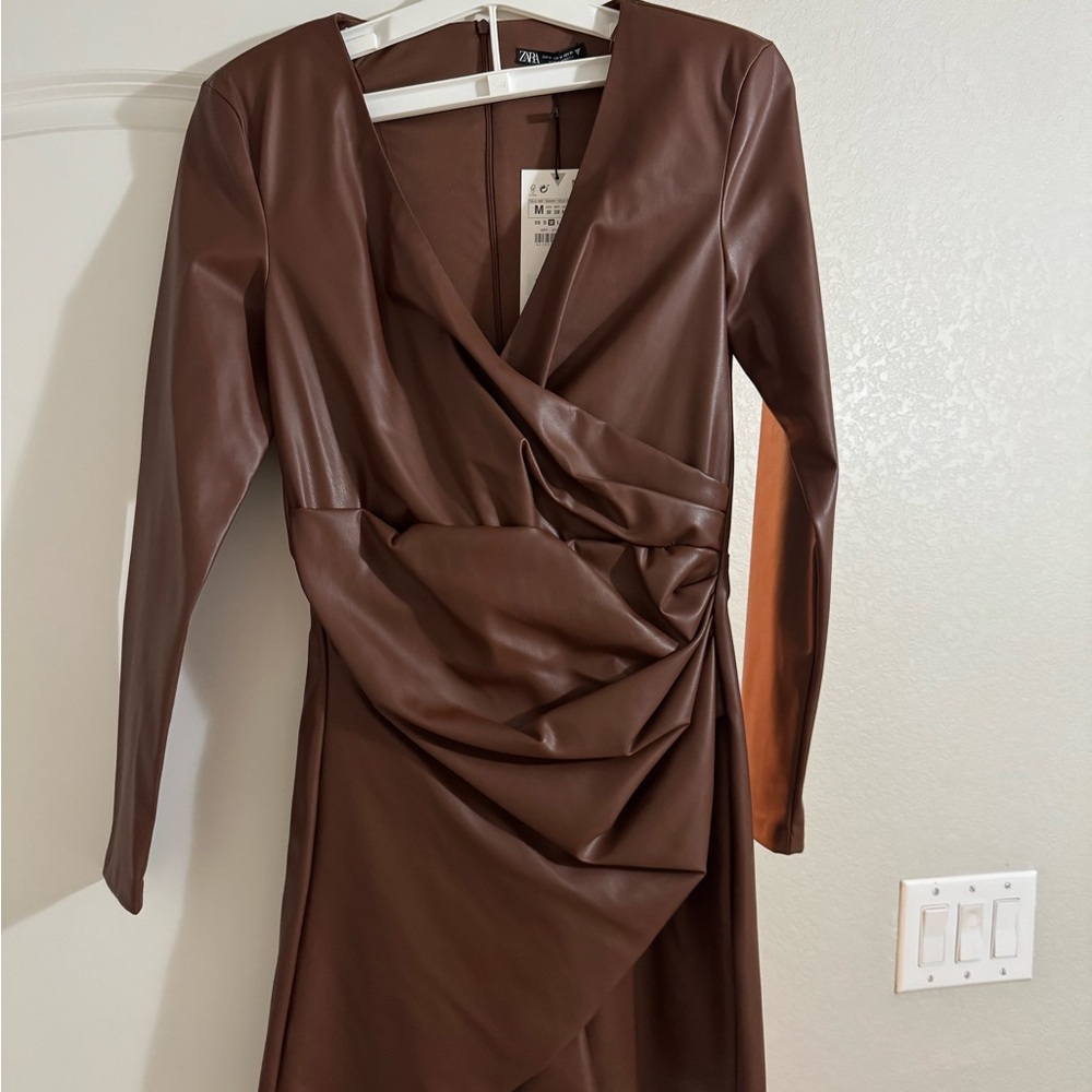 ZARA brown leather dress